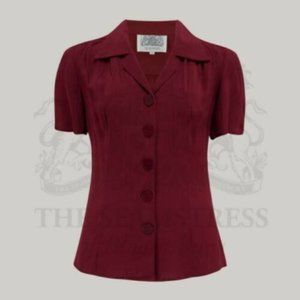 Seamstress of Bloomsbury Grace Blouse, Wine Red